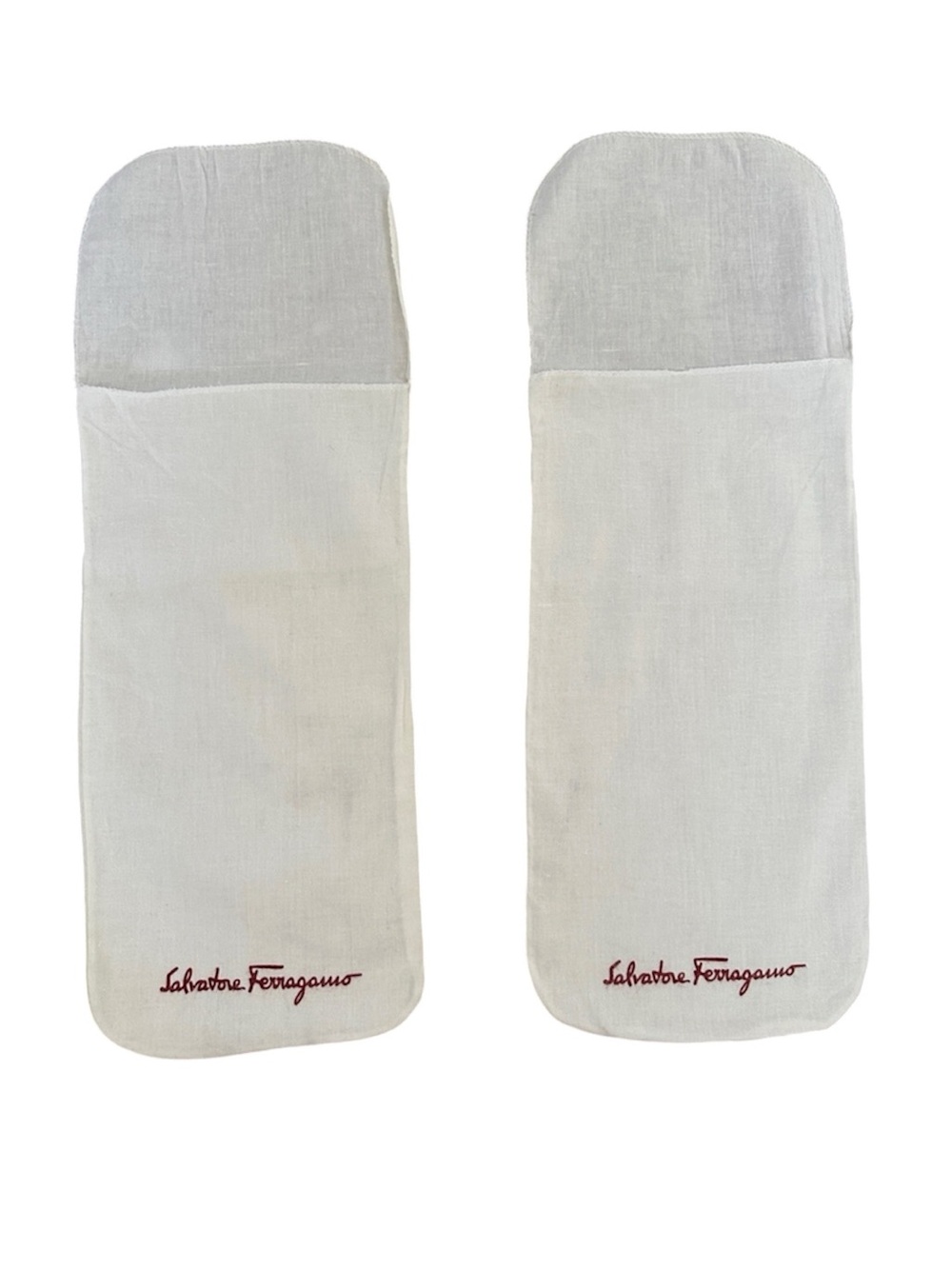 Salvatore Ferragamo White Shoe Dust Bags with Red Logo Pair
